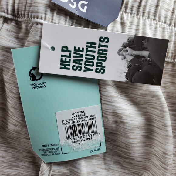 DSG Womens XXL High Rise Stride Short Heather Texture White Brief Lined‎ New - Picture 6 of 7